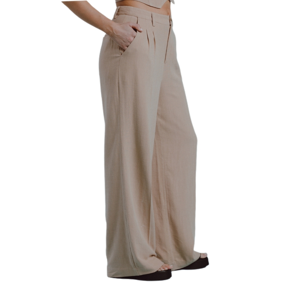 SOLD West of Melrose Pants Trousers Womens L Beige Tan Wide Leg Normcore‎